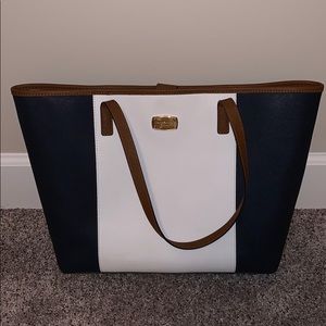 Michael Kors navy & white canvas tote bag